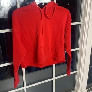 Divided Cropped Red Hoodie